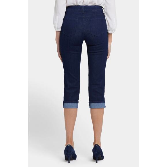 NYDJ Women’s 2 Black Marilyn Straight Crop Roll Cuff Denim Jeans NWT - Picture 4 of 9